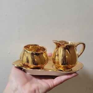 Royal Wilton~England~Gold Creamer and Sugar Set